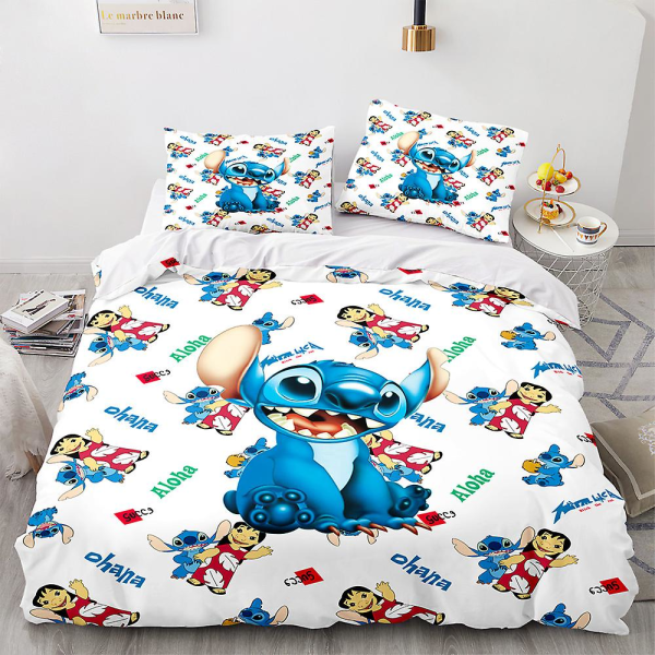 Stitch 3D-tryckt Bäddset Påslakan Örngott Barn Present Färg 10 AU DOUBLE 180x210cm