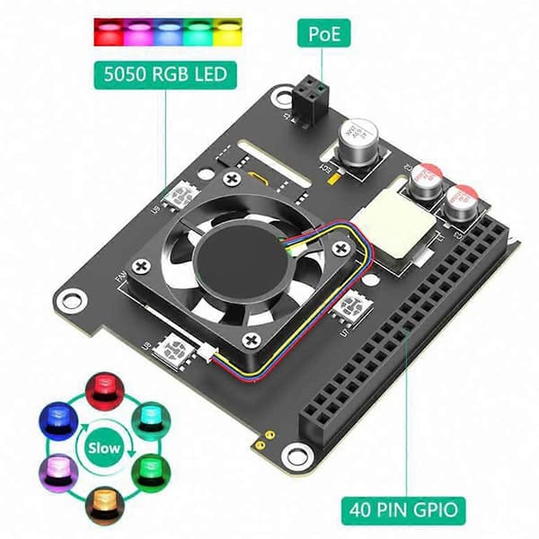 För Raspberry Pi 5 POE Ethernet Strömförsörjningsmodul 802.3af/At