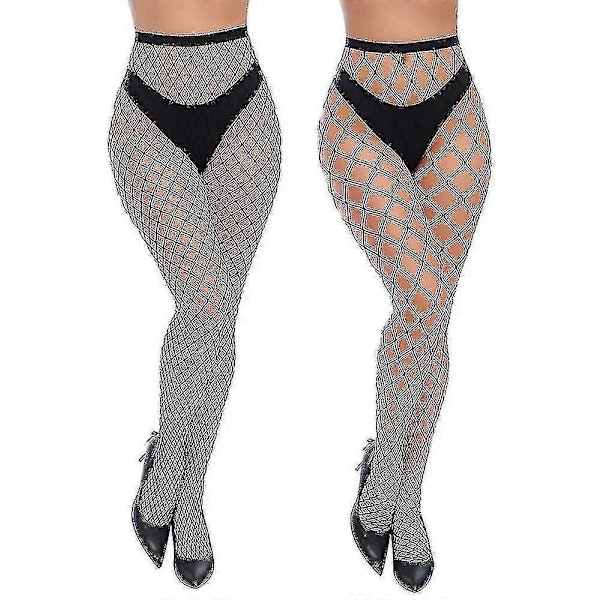 Dam Hög Midja Tights Fisknätsstrumpor Lårhöga Tights
