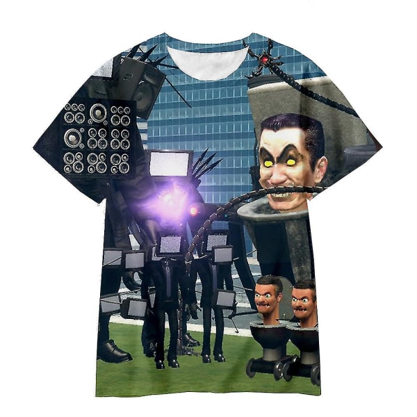 Skibidi Toalett T-shirt Anime Spelkläder Pojkar Flickor Kläder Mode Harajuku Tee Sommar 3d Tryck Barn T-shirt Streetwear Toppar 100CM Skibidi Toilet-18