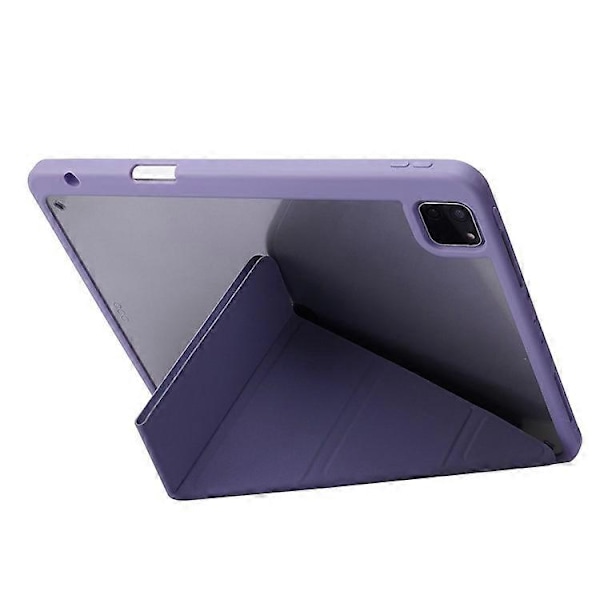 Kompatibelt fodral för iPad Pro 12,9-tum (2021)/(2020)/(2018) surfplatta, automatisk väckning/viloläge, origami-ställ, PU-läder + akrylskydd Purple