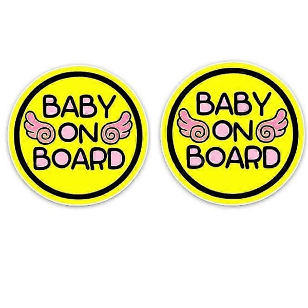 2-pack Baby On Board-dekal Säkerhetsvarningsskylt för bilstötfångare Roliga änglavingar Kreativ tecknad varningsbildekal 14 * 14CM - Babyängel