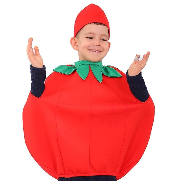 2022 Liten Tomat Cosplay För Barn Pojkar Flickor Grönsak Halloween Kostymer Rollspel Karneval Party XL(130-140)