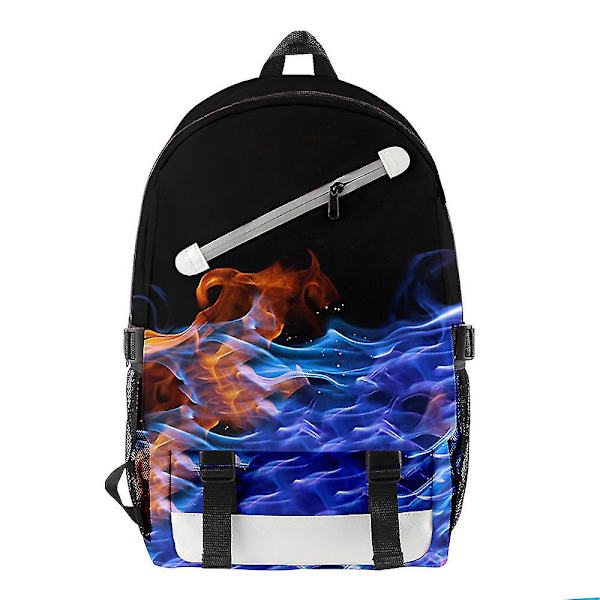 Flamme Gradient Farve Tie-dye Rygsæk 3d Digital Farveprint Rejse Rejse Studerende Skoletaske Rejsetaske A