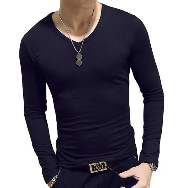 Poolokaulus miehille, yksivärinen, slim fit, joustava, ohut, neulepusero, kevät, syksy, alusvaate, poolokaulus, miesten neulepaita, aluspaita, t-paita Black 2 S