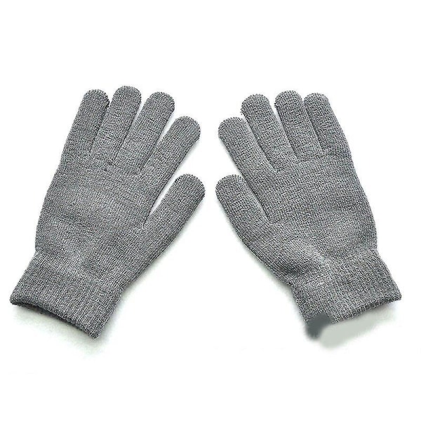 1 par Enkla Stickade Parhandskar Vinter Enfärgad Hel Finger Vantar Hand S-xl Grey S