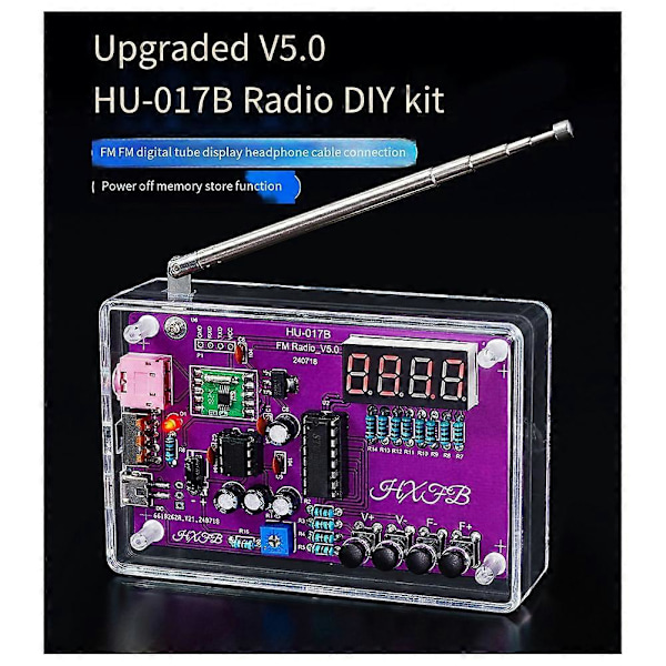 Ny -017B DIY FM Radio Elektronisk Kit Justerbar Frekvens 87-108MHz Digital Display DIY Lodding P