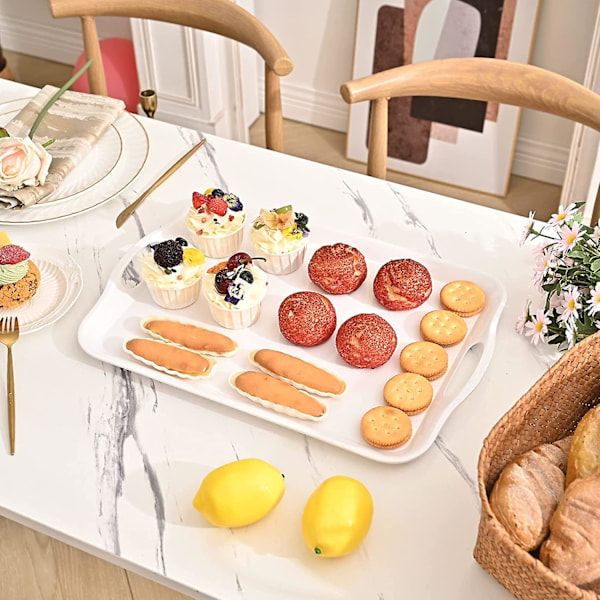 Lett, lett å rengjøre, solid, stablebart melaminbrett med håndtak, frukt-, dessert- og dessertbrett