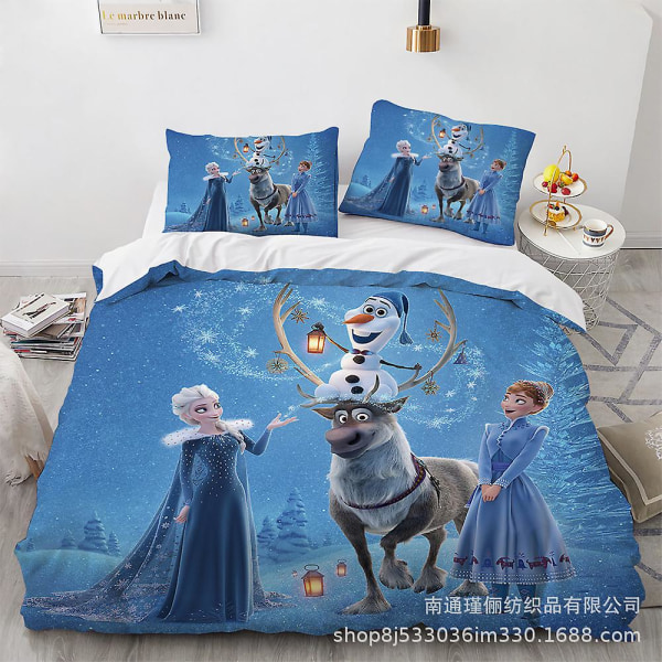 Elsa 3D Tecknad Film Frost Tryckt Sängkläder Set Påslakan Täcke Örngott Barn Present #11 AU single 140x210cm