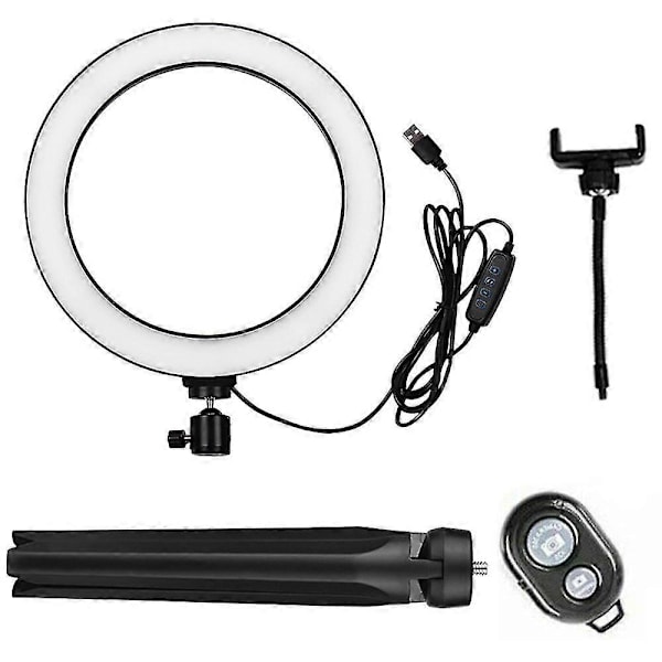 2025 Ny LED Ring Light med Tripod Stativ & 1 Telefonholder, Dæmpbar Bord Selfie Ring Light til Makeup Video Live Stream