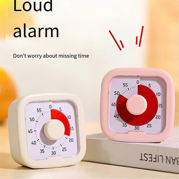 Tyst Visuell Timer 60-Minuters Stoppur Väckarklocka Nedräkningstimer med Ställ Visualisering Kök Matlagningstimer Vit