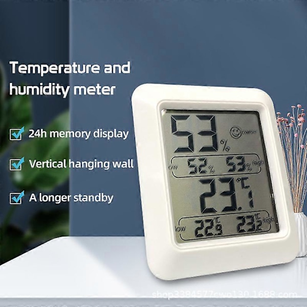 Digitalt Hygrometer Indendørs Termometer Rumtermometer og Fugtighedsindikator med Fugtigheds- og Temperaturmonitor (67x78x22mm)