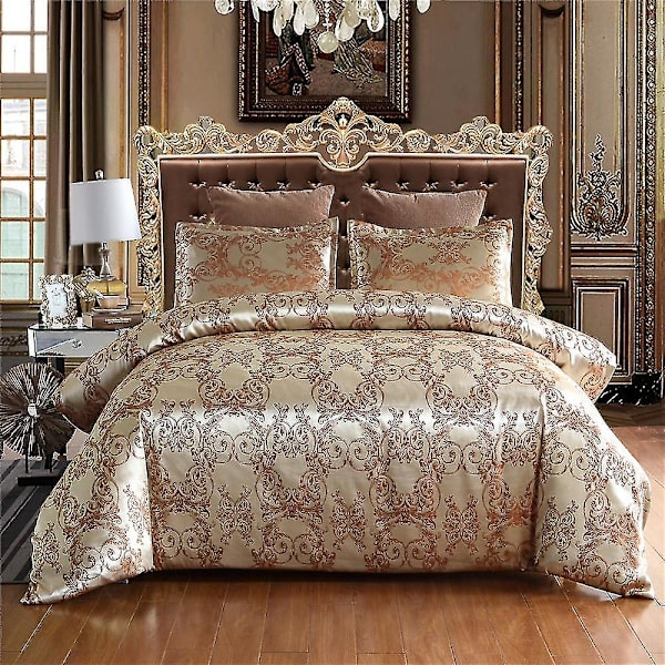 Sengesett med sateng jacquard dynetrekk og glidelåslukking Gold AUSingle 140x210