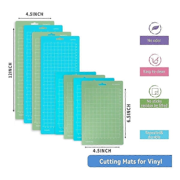 8-pack Skärmattor för CricutJoy - (4,5x6,5 tum, 4,5x12 tum) Gröna och blå skärmattor (4 små & 4 stora mattor)
