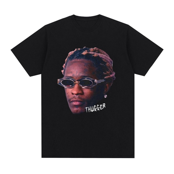 Rapper Young Thug Grafik T-shirt Mænd Kvinder Mode Hip Hop Vintage T-shirt Q06009 Black XXL