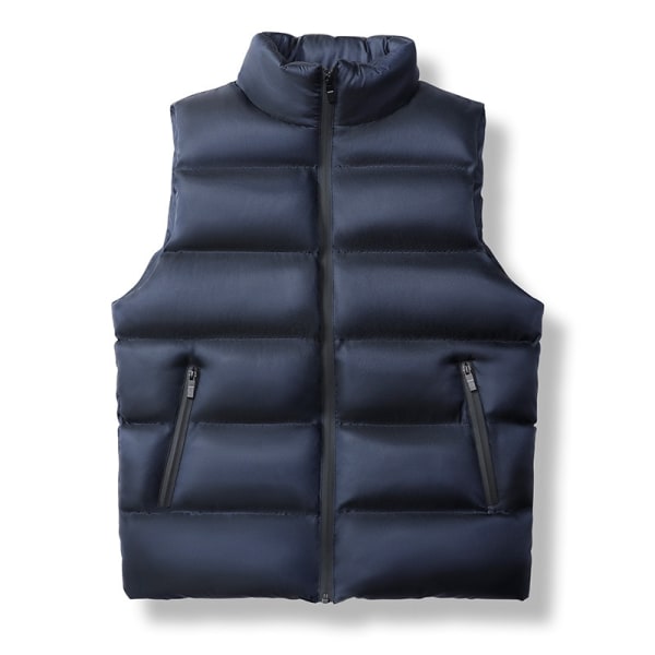 Menn Vest Jakke Høst Vinterklær Herre Ermeløs vest Blue 3XL