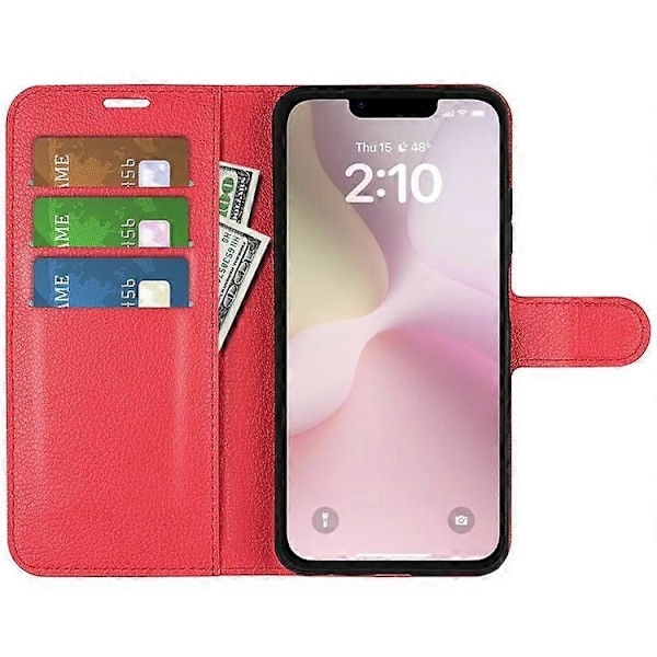 Kompatibelt Skal för iPhone SE (2025) Litchi Textur Stötsäkert Läder Plånboksfodral Red