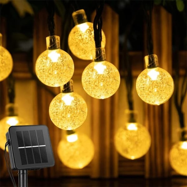 Aurinkokennovalot ulkokäyttöön 100 LED Kristallipallovalo 8 tilalla Vedenpitävät aurinkopuutarhavalot puutarhan joulukoristeluun 5M     20LED Warm White