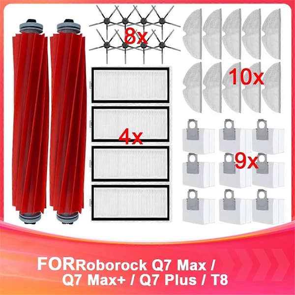 Til Roborock Q7 Max / Q7 Max+ / Q7 Plus/ T8 Tilbehør Hovedbørste Sidebørste Hepa Filter Moppe Robotstøvsuger