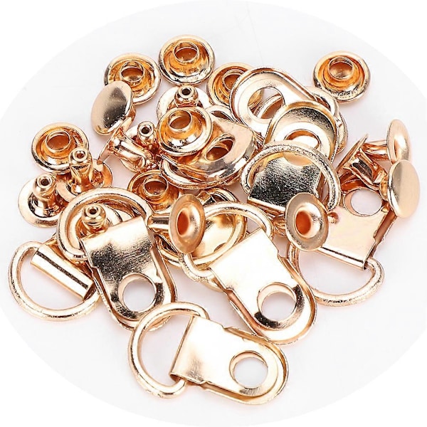 100 kpl Nauhakoukku D-rengas Niitti Messinki Kenkä Nahkalaukku DIY Niittityökalu Kulta 9x14mm