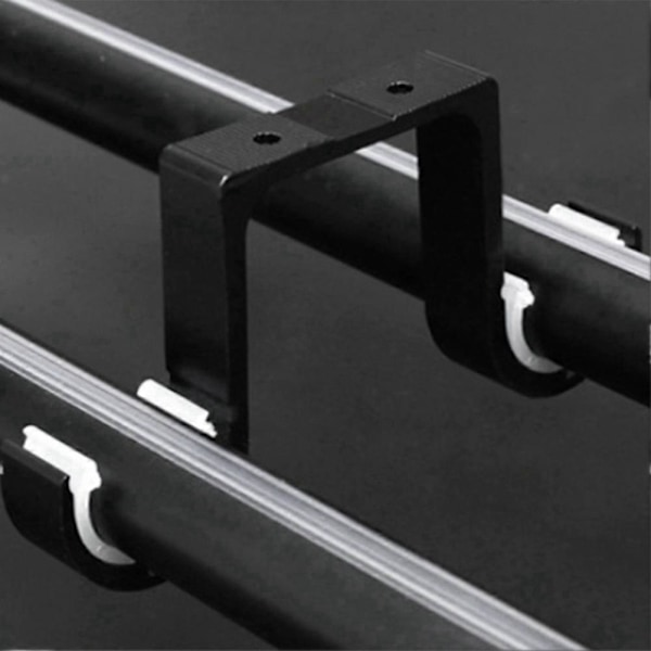 2 stk. Dobbelte gardinstangsbeslag, loftmonterede støtter, aluminiumslegering, sort
