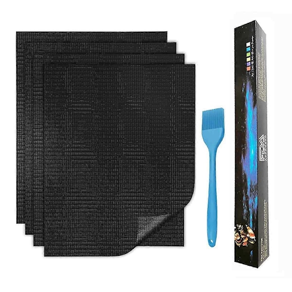 Grillmatte 40x50cm, 4 stk, Bakepapir Gjenbrukbart, BBQ Grillmatte, Grillmatter, Teflon Non-stick Gjenbrukbar, for Gassgrill, Kullgrill