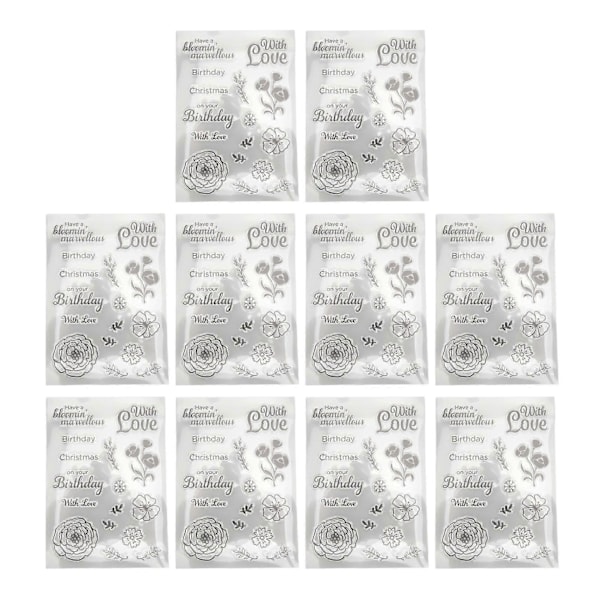 10 stk. transparente stempler DIY klare stempler dekorative scrapbooking-stempler for fotoalbum, dagbøker, konvolutter T2015