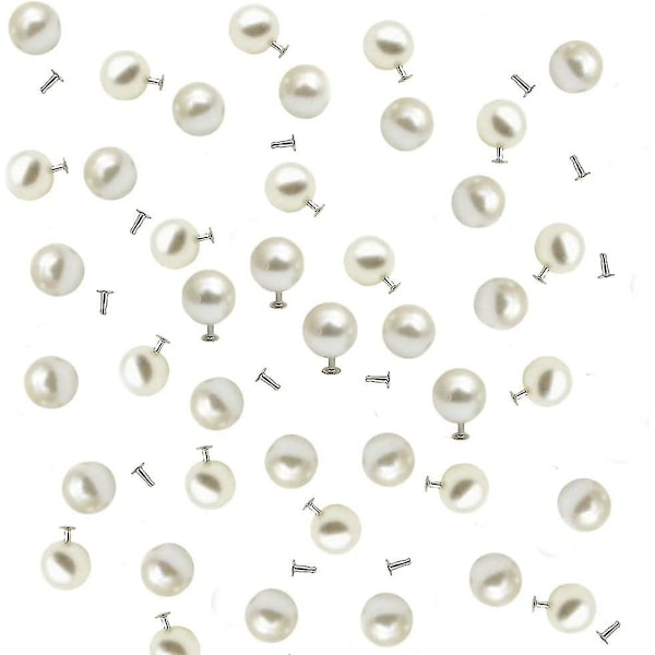 100 Set Pärlnitar, Halvt Hål Faux Pärlor Nitar Dubbar Knappar För Hatt/sko/kläder/väska/kjol/brudslöja DIY (6.0mm)
