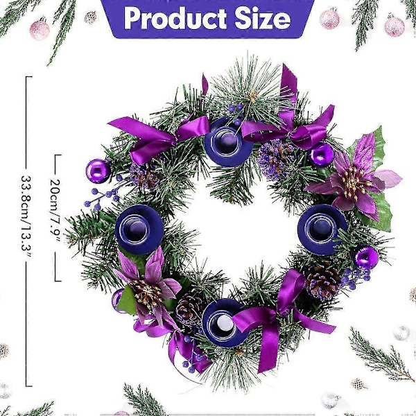 Advent Krans Lysestake for Juledekorasjoner - Holder 4 Lys