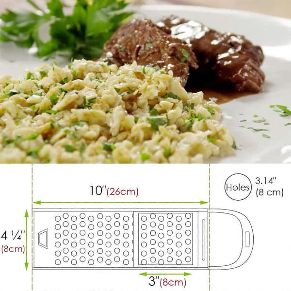 Hicook Spaetzle Maker i rustfritt stål, Spaetzle Noodle Dumpling Maker med sikkerhetsskyver