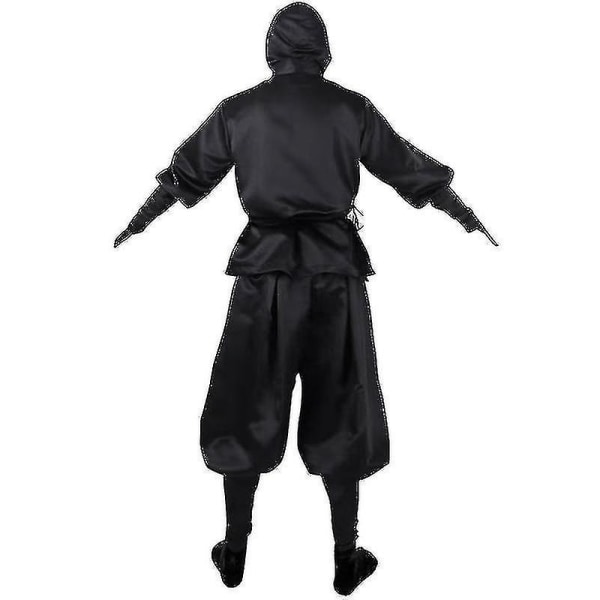 Halloween Kostume Japansk Mandlig Sort Ninja Cosplay Kostume XL