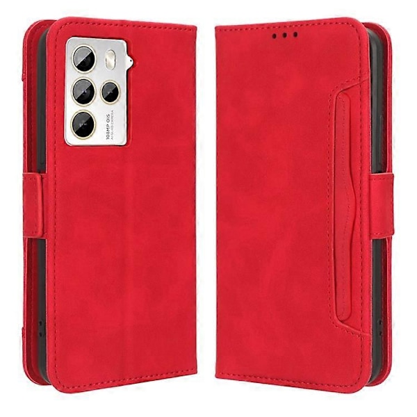 Kompatibel med HTC U23 Pro 5G Mobiltelefoncover med Flere Kortpladser PU Læder Etui med Stativpung Red