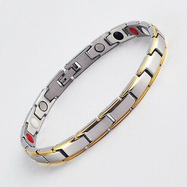 Slimmande Armband Lymfdränage Magnetisk Terapi Silver with Gold