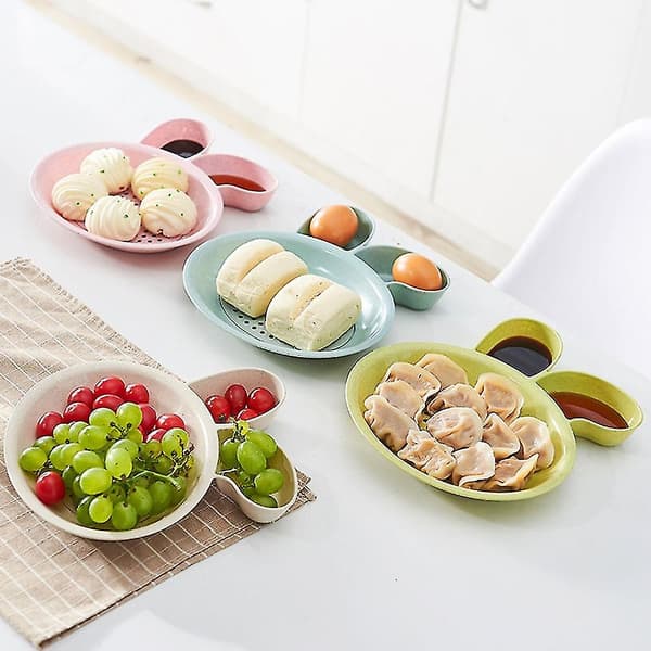 2 st Dubbellagers Dumpling Mat Dräneringsplatta Dippsås Serveringsfat Skål Q