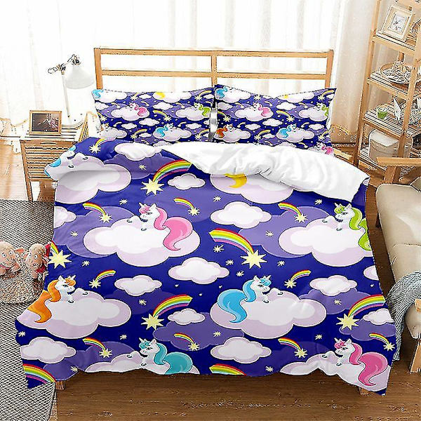 Tegneserie Enhjørning Serie Tredelt Dynetrekk Børstet Todelt Sett X style 4 228*228three-piecesuit
