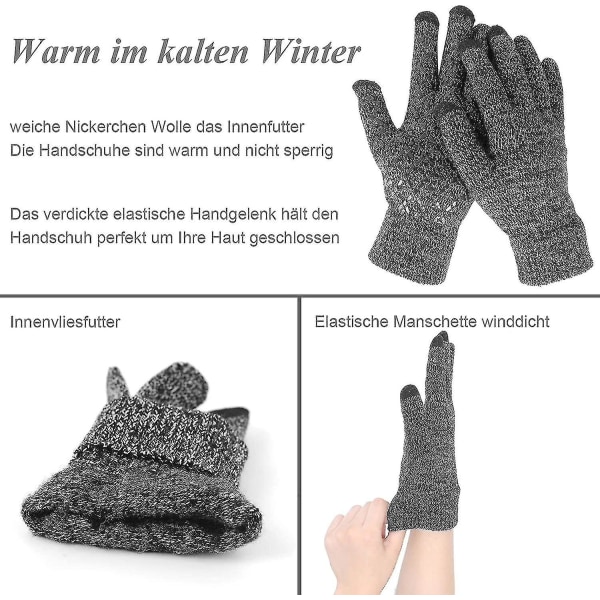 Herre Dame Vinterhandsker Touchscreen Varme Strikkede Finger Sport Varme M