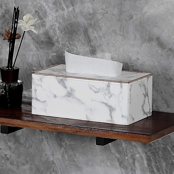 Rektangulær PU Lær Tissue Box Papir Tissue Dispenser Boks Holder For Kommode Gave