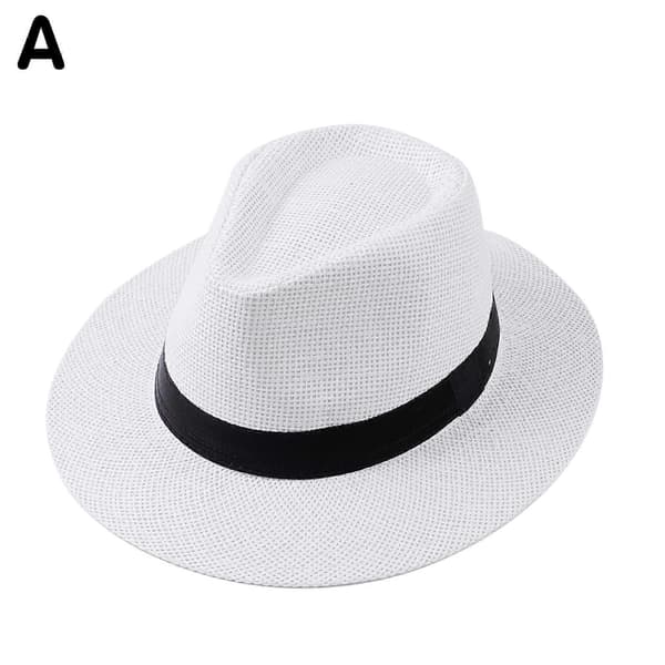 Panama stråhat 58-60cm fladskygget solhat til sommer udendørs beige