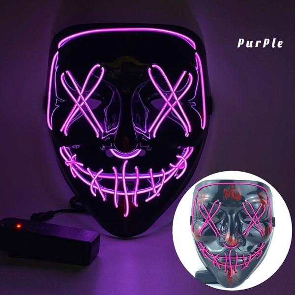 Halloween Neon Led Purge Mask Masque Masquerade Party Masks Light Grow in the Dark Horror Mask Glowing Masker Purple