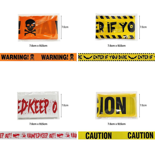 Halloween Varseltape Skilt Banner Halloween Rekvisitter Vindusrekvisitt Fest Fare Varsellinje Halloween Festdekorasjonsutstyr D 7.6x915cm