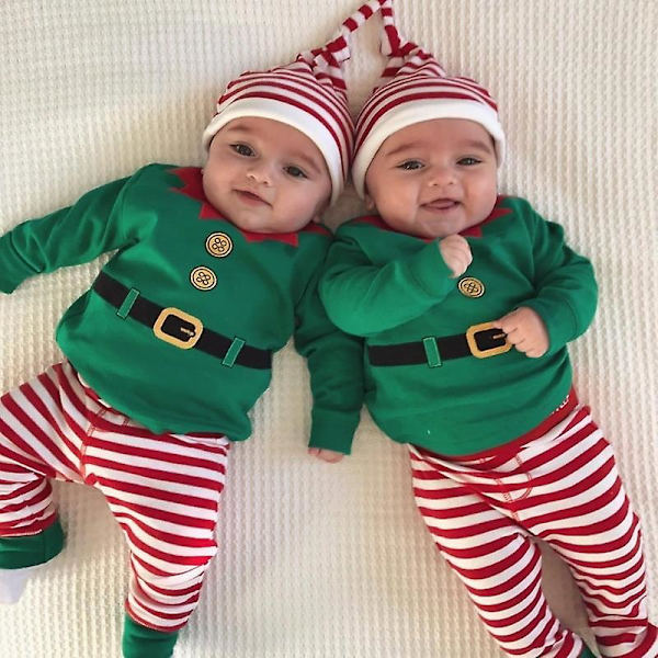 3 st/set Jul Nyfödd Baby Cosplay Kostym Spädbarn Kläder Set Med Party Ha Jultomte Tomtar Outfits Söt Karneval Party 80CM