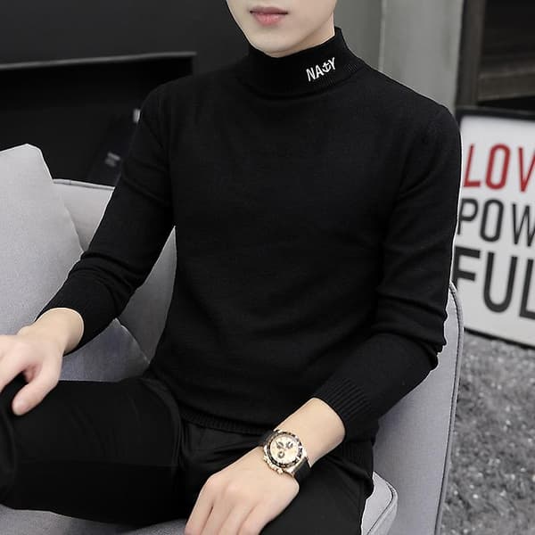 Stickad Herr Polotröja Varma Ulltröjor Herr Casual Pullover