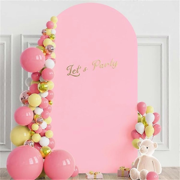 5FT 65x150cm U-Formet Bakgrunnsbue Ramme Stativ Elastisk Trekk for Bryllupsseremoni Bursdagsfest Pink