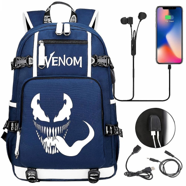 Venom Fashion Tryckt Usb Ungdoms Skolväska (2-114) Color-2