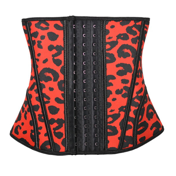 Kvinnor bantning midja träning under byst Korsett åtstramning Shapewear Red-leopard L