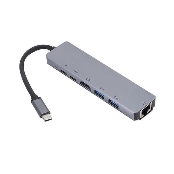 USB3.1 Type USB-C til HDTV+RJ45 6-i-1 Dockingstation til Dockingstation HUB Type C Adapter