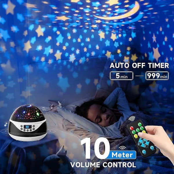 Stjernenattlys Projektor Barn med Timer og Musikk Baby Sensorisk Lys