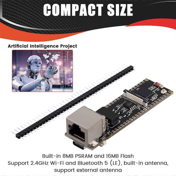 ESP32-S3 ETH Cam Ethernet Utvecklingskort Stöder Wi-Fi, Bluetooth och Ethernet-kommunikation f