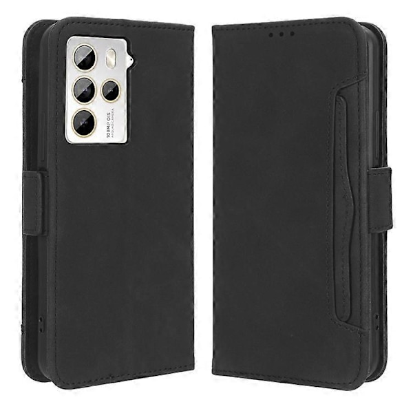 Kompatibel med HTC U23 Pro 5G Mobiltelefoncover med Flere Kortpladser PU Læder Etui med Stativpung Black