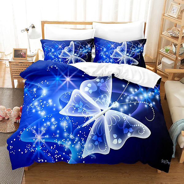 But03 Sommerfugl 3D-printet Sengesett Dynetrekk Dynetrekk Putetrekk Barnegave US TWIN 173x218cm